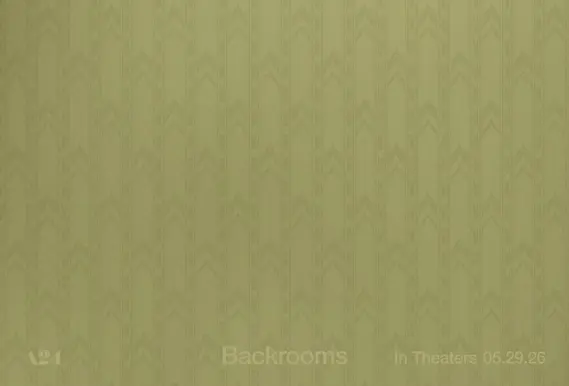 Backrooms movie poster with yellow tint.