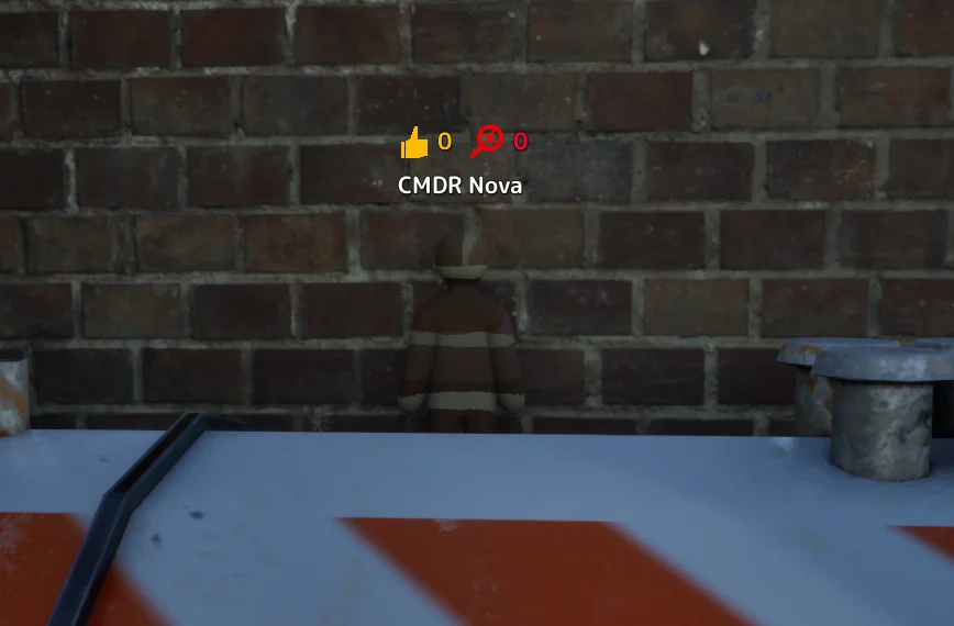 a screenshot from the game meccha chameleon where i've painted myself the same colors of a brick wall, standing still